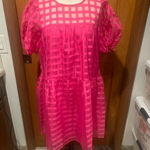 Boutique Cocktail Party Babydoll Dress l Hot Pink Barbiecore Checkered Style